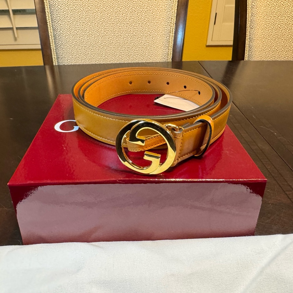 New Gucci GG Logo Buckle Brown Belt Size 48 / 120 cm Fits a Waist 44 - 48 - Picture 4 of 13